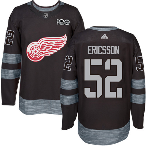 Adidas Red Wings #52 Jonathan Ericsson Black 1917-100th Anniversary Stitched NHL Jersey - Click Image to Close
